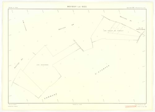 Plans minutes de conservation : BOISSY-LE-SEC : tableau d'assemblage, ech. 1/10000 (1961), sections AB, AD, AE, ech. 1/1000 (1961), sections AC, AH, AI, AK, AL, AM, ZA1, ZA2, ZB, ZC, ZD, ZE, ZH, ZI, ZK, ZL, ZM, ZN, ZO, ZP, ZR, ZS, ZT, ech. 1/2000 (1961), 