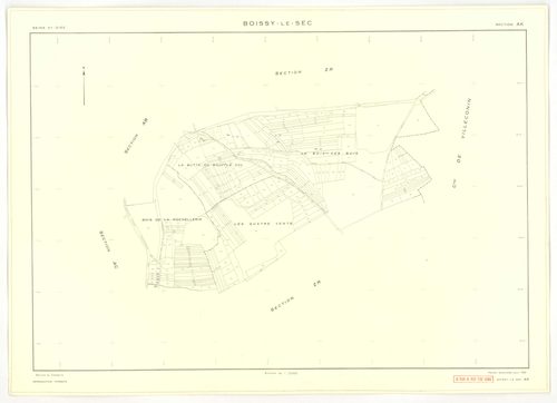 Plans minutes de conservation : BOISSY-LE-SEC : tableau d'assemblage, ech. 1/10000 (1961), sections AB, AD, AE, ech. 1/1000 (1961), sections AC, AH, AI, AK, AL, AM, ZA1, ZA2, ZB, ZC, ZD, ZE, ZH, ZI, ZK, ZL, ZM, ZN, ZO, ZP, ZR, ZS, ZT, ech. 1/2000 (1961), 