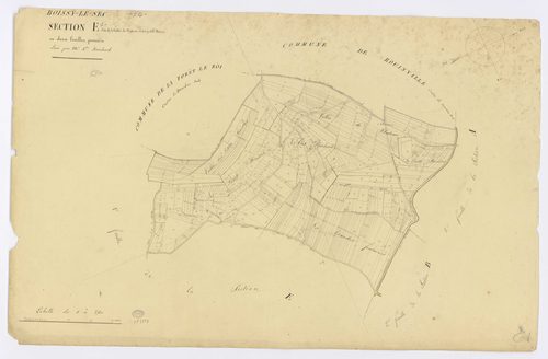 BOISSY-LE-SEC. - Section E - de la Vallée de Plateau et des Petits Boissis, 1, ech. 1/2500, coul., aquarelle, papier, 63x97 (1824). 