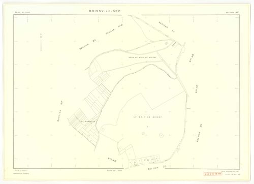 Plans minutes de conservation : BOISSY-LE-SEC : tableau d'assemblage, ech. 1/10000 (1961), sections AB, AD, AE, ech. 1/1000 (1961), sections AC, AH, AI, AK, AL, AM, ZA1, ZA2, ZB, ZC, ZD, ZE, ZH, ZI, ZK, ZL, ZM, ZN, ZO, ZP, ZR, ZS, ZT, ech. 1/2000 (1961), 