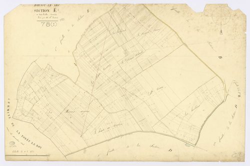 BOISSY-LE-SEC. - Section E - de la Vallée de Plateau et des Petits Boissis, 2, ech. 1/2500, coul., aquarelle, papier, 64x96 (1824). 