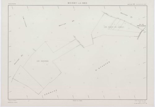 BOISSY-LE-SEC, plans minutes de conservation : tableau d'assemblage,1961, Ech. 1/10000 ; plans des sections AB, AD, AE, 1961, Ech. 1/1000, sections AC, AH, AI, AK, AL, AM, ZA1, ZA2, ZB, ZC, ZD, ZE, ZH, ZI, ZK, ZL, ZM, ZN, ZO, ZP, ZR, ZS, ZT, 1961, Ech. 1/