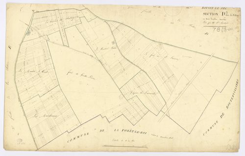 BOISSY-LE-SEC. - Section D - Village (le), 3, ech. 1/2500, coul., aquarelle, papier, 63x97 (1824). 