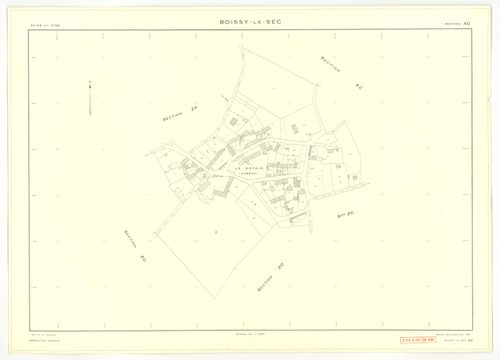 Plans minutes de conservation : BOISSY-LE-SEC : tableau d'assemblage, ech. 1/10000 (1961), sections AB, AD, AE, ech. 1/1000 (1961), sections AC, AH, AI, AK, AL, AM, ZA1, ZA2, ZB, ZC, ZD, ZE, ZH, ZI, ZK, ZL, ZM, ZN, ZO, ZP, ZR, ZS, ZT, ech. 1/2000 (1961), 