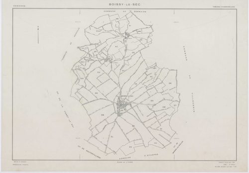 BOISSY-LE-SEC, plans minutes de conservation : tableau d'assemblage,1961, Ech. 1/10000 ; plans des sections AB, AD, AE, 1961, Ech. 1/1000, sections AC, AH, AI, AK, AL, AM, ZA1, ZA2, ZB, ZC, ZD, ZE, ZH, ZI, ZK, ZL, ZM, ZN, ZO, ZP, ZR, ZS, ZT, 1961, Ech. 1/