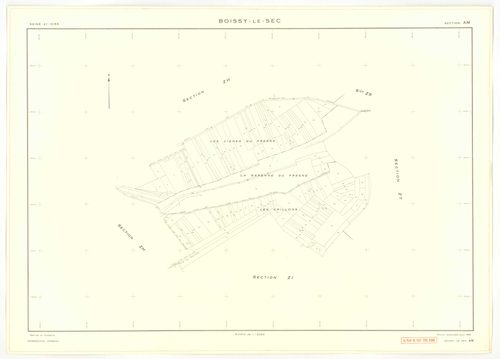 Plans minutes de conservation : BOISSY-LE-SEC : tableau d'assemblage, ech. 1/10000 (1961), sections AB, AD, AE, ech. 1/1000 (1961), sections AC, AH, AI, AK, AL, AM, ZA1, ZA2, ZB, ZC, ZD, ZE, ZH, ZI, ZK, ZL, ZM, ZN, ZO, ZP, ZR, ZS, ZT, ech. 1/2000 (1961), 
