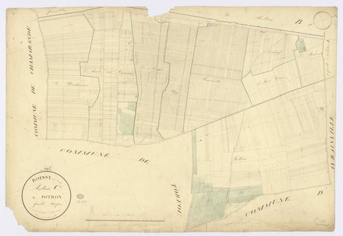 BOISSY-SOUS-SAINT-YON. - Section C - Potron, ech. 1/2500, coul., aquarelle, papier, 69x99 (1826). 