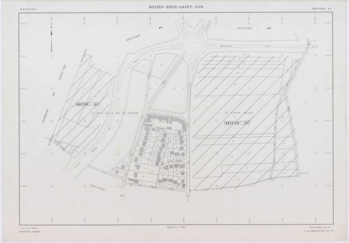 BOISSY-SOUS-SAINT-YON, plans minutes de conservation : tableau d'assemblage,1939, Ech. 1/10000 ; plans des sections B, C, 1939, Ech. 1/2500, section ZA, 1963, Ech. 1/2000, section ZB, 1989, Ech. 1/2000, sections AD, AE, AH, AL, AR, AS, AT, 1991, Ech. 1/10