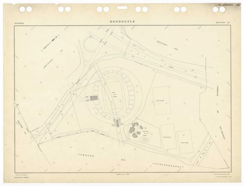 BONDOUFLE, plans minutes de conservation : tableau d'assemblage,1933, Ech. 1/5000 ; plans des sections AA, AE, AZ, BA, 1994, Ech. 1/1000, sections AB, AC, AD, AH, AI, AK, AL, AM, AO, AP, AT, 1981, Ech. 1/1000, sections AS, AT, AV, AW, 1990, Ech. 1/1000, s