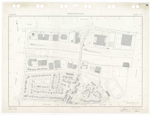 BONDOUFLE, plans minutes de conservation : tableau d'assemblage,1933, Ech. 1/5000 ; plans des sections AA, AE, AZ, BA, 1994, Ech. 1/1000, sections AB, AC, AD, AH, AI, AK, AL, AM, AO, AP, AT, 1981, Ech. 1/1000, sections AS, AT, AV, AW, 1990, Ech. 1/1000, s