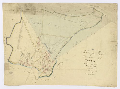 BOULLAY-LES-TROUX. - Section A - Troux (les), ech. 1/2500, coul., aquarelle, papier, 56x75 (sd). 