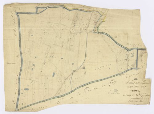 BOULLAY-LES-TROUX. - Section C - Pré-Hainault (le), ech. 1/2500, coul., aquarelle, papier, 61x81 (sd). 