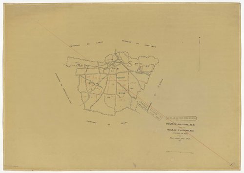 Plans minutes de conservation : BOURAY-SUR-JUINE : tableau d'assemblage n°1, ech. 1/10000 (1947), sections A1, A2, D1, D2, ech. 1/2500, sections B1, B2, C1, C2, ech. 1/1250 (1947) ; tableau d'assemblage n°2, ech. 1/10000 (1947-1968), sections A2, D1, D2, 