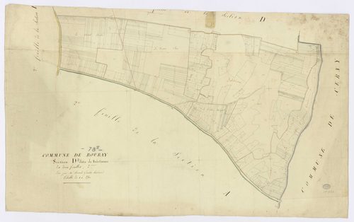 BOURAY-SUR-JUINE. - Section D - Baletienne, 2, ech. 1/2500, coul., aquarelle, papier, 61x97 (sd). 