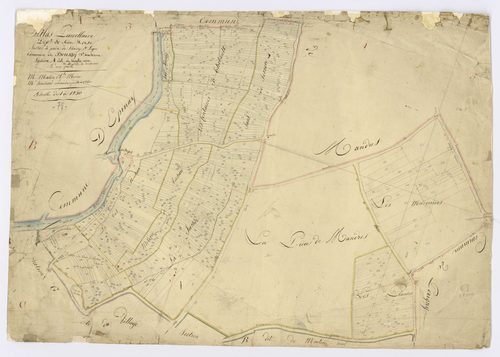 BOUSSY-SAINT-ANTOINE. - Section A - Cote de Rochau, ech. 1/1250, coul., aquarelle, papier, 68x98 (1810). 