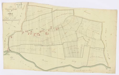 BOUTIGNY-SUR-ESSONNE. - Section F - Jarcy, ech. 1/1250, coul., aquarelle, papier, 60x98 (1816). 