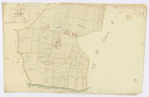 BOUTIGNY-SUR-ESSONNE. - Section E - Audigers (les), 3, ech. 1/1250, coul., aquarelle, papier, 65x100 (1816). 