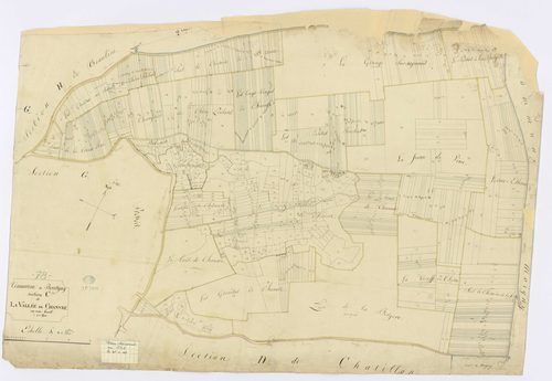 BOUTIGNY-SUR-ESSONNE. - Section C - Vallée de Chanvre (la), ech. 1/2500, coul., aquarelle, papier, 67x95 (1816). 