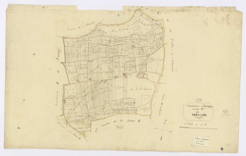 BOUTIGNY-SUR-ESSONNE. - Section G - Pressoir (le), ech. 1/2500, coul., aquarelle, papier, 62x98 (1816). 