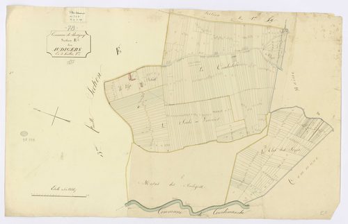 BOUTIGNY-SUR-ESSONNE. - Section E - Audigers (les), 2, ech. 1/1250, coul., aquarelle, papier, 63x98 (1816). 