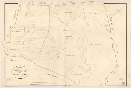 BOUVILLE. - Section D : Grands Bois (les), 2e feuille. 