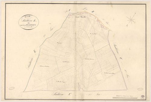 BOUVILLE. - Section E : Hauts de Puiselet (les), 1ère feuille. 