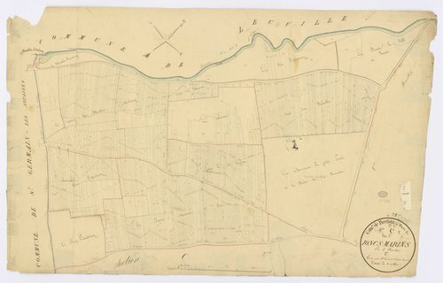 BRETIGNY-SUR-ORGE. - Section C - Joncs marins (les), 1ère feuille, ech. 1/1250, coul., aquarelle, papier, 63x97 (1820). 