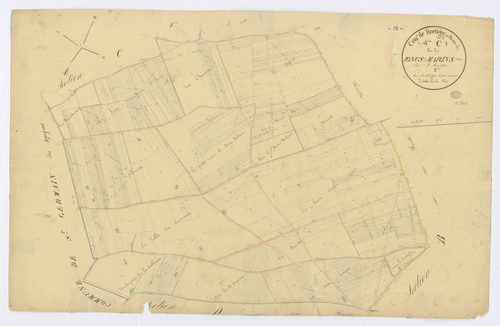 BRETIGNY-SUR-ORGE. - Section C - Joncs marins (les), 3ème feuille, ech. 1/2500, coul., aquarelle, papier, 62x96 (1820). 