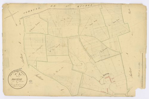 BRETIGNY-SUR-ORGE. - Section A - Rosière, 2ème feuille, ech. 1/1250, coul., aquarelle, papier, 65x98 (1820). 