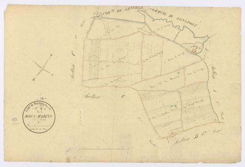 BRETIGNY-SUR-ORGE. - Section C - Joncs marins (les), 2ème feuille, ech. 1/2500, coul., aquarelle, papier, 64x94 (1820). 