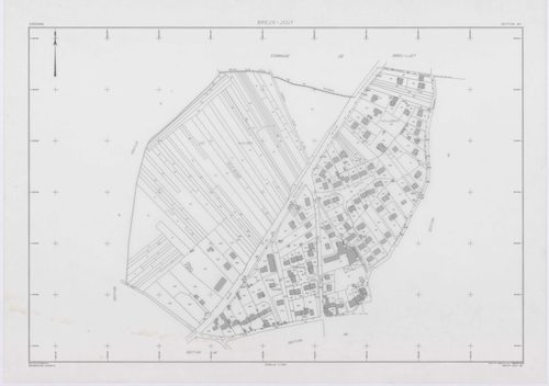 BREUX-JOUY, plans minutes de conservation : tableau d'assemblage,1932, Ech. 1/10000 ; plans des sections A1, C, 1932, Ech. 1/2500, sections B1, B2, B3, 1932, Ech. 1/1250, sections AA, AB, AC, AD, AE, AH, AI, 2000, Ech. 1/1000. Polyester. N et B. Dim. 105 