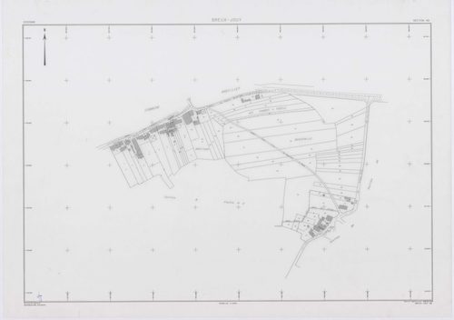 BREUX-JOUY, plans minutes de conservation : tableau d'assemblage,1932, Ech. 1/10000 ; plans des sections A1, C, 1932, Ech. 1/2500, sections B1, B2, B3, 1932, Ech. 1/1250, sections AA, AB, AC, AD, AE, AH, AI, 2000, Ech. 1/1000. Polyester. N et B. Dim. 105 