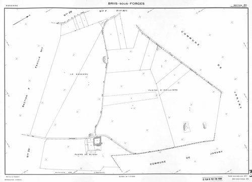 BRIIS-SOUS-FORGES. - Plan révisé pour 1933, à jour pour 1974 : plans des sections C dite de Bligny (feuille 1) et D dite du Coudray ; plan révisé pour 1933, à jour pour 1977 (3ème édition) : plans du tableau d'assemblage, des sections C (feuilles 2-3) et 