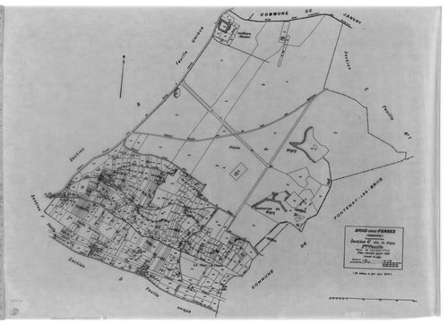 BRIIS-SOUS-FORGES .- Cadastre révisé pour 1933 : plan du tableau d'assemblage, plans de la section A Frileuse , section B la Garenne, section C Bligny 1ère feuille, idem 2ème feuille, section D Coudray, section E Launay-Maréchaux, section F le Village 1èr