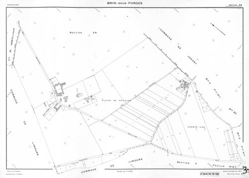 BRIIS-SOUS-FORGES. - Plan révisé pour 1933, à jour pour 1974 : plans des sections C dite de Bligny (feuille 1) et D dite du Coudray ; plan révisé pour 1933, à jour pour 1977 (3ème édition) : plans du tableau d'assemblage, des sections C (feuilles 2-3) et 