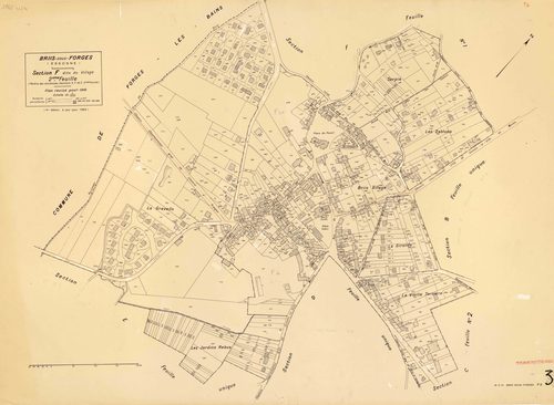 BRIIS-SOUS-FORGES. - Plan révisé pour 1933, à jour pour 1974 : plans des sections C dite de Bligny (feuille 1) et D dite du Coudray ; plan révisé pour 1933, à jour pour 1977 (3ème édition) : plans du tableau d'assemblage, des sections C (feuilles 2-3) et 