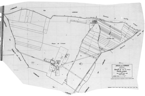BRIIS-SOUS-FORGES .- Cadastre révisé pour 1933 : plan du tableau d'assemblage, plans de la section A Frileuse , section B la Garenne, section C Bligny 1ère feuille, idem 2ème feuille, section D Coudray, section E Launay-Maréchaux, section F le Village 1èr