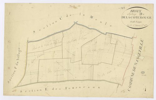 BROUY. - Section D - Côte rouge (la), ech. 1/2500, coul., aquarelle, papier, 56x87 (1815). 