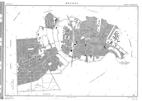 BRUNOY .- Cadastre révisé pour 1972 : plan du tableau d'assemblage, plan de la section AT, [2 plans]. 