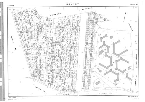 BRUNOY .- Cadastre révisé pour 1972 : plan du tableau d'assemblage, plan de la section AT, [2 plans]. 
