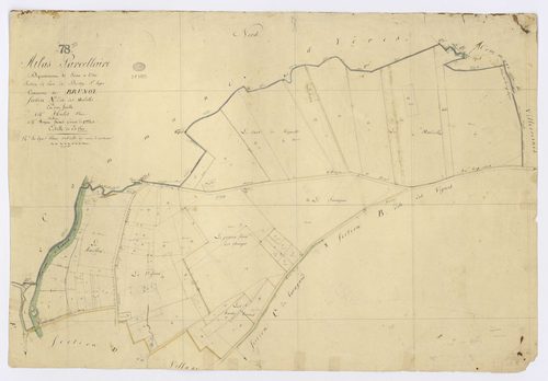 BRUNOY. - Section A - Mardelles (les), ech. 1/2500, coul., aquarelle, papier, 64x91 (1810). 