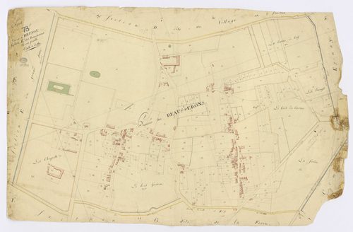 BRUNOY. - Section E - Beausserons (les), ech. 1/1250, coul., aquarelle, papier, 63x100 (1810). 