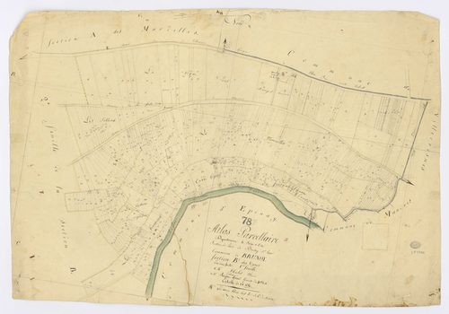 BRUNOY. - Section B - Vignes (les), 1ère feuille, ech. 1/1250, coul., aquarelle, papier, 62x90 (1810). 