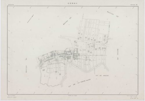 CERNY, plans minutes de conservation : tableau d'assemblage,1968, Ech. 1/10000 ; plans des section F, 1968, Ech. 1/2500, sections AB, AH, AI, AK, AM, AN, AO, 1968, Ech. 1/1000, sections AC, AD, AE, AL, AP, ZA, ZB, ZC, ZD, ZE, ZH, ZI, ZK, ZL, ZM, 1968, Ech