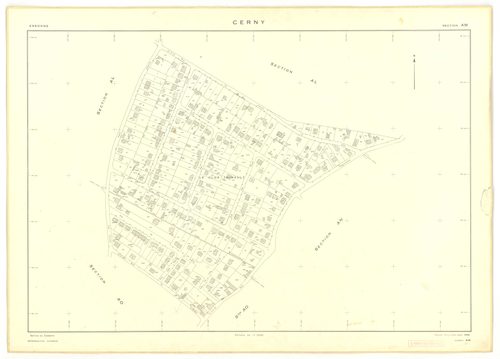 Plans minutes de conservation : CERNY : section Z, ech. 1/2000 (1950), tableau d'assemblage, ech. 1/10000 (1968), sections F, ech. 1/2500, section AB, ech. 1/1000, sections AC, AD, AE, ech. 1/2000, AH, AI, AK, ech. 1/1000, AL, ech. 1/2000, AM, AN, AO, ech