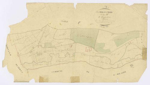 CHALO-SAINT-MARS. - Section F - Longuetoise, 3, ech. 1/2500, coul., aquarelle, papier, 55x98 (1825). 