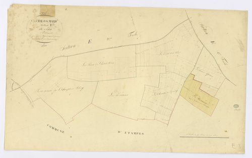CHALO-SAINT-MARS. - Section E - Veau (le), 3, ech. 1/2500, coul., aquarelle, papier, 60x98 (1825). 