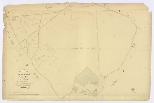 CHALO-SAINT-MARS. - Section B - du Bourg, 1, ech. 1/2500, coul., aquarelle, papier, 66x100 (1825). 