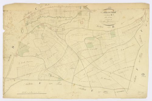CHALO-SAINT-MARS. - Section E - Veau (le), 1, ech. 1/2500, coul., aquarelle, papier, 66x99 (1825). 