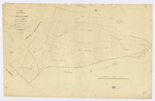 CHALO-SAINT-MARS. - Section D - de Boinville, 2, ech. 1/2500, coul., aquarelle, papier, 62x96 (1825). 